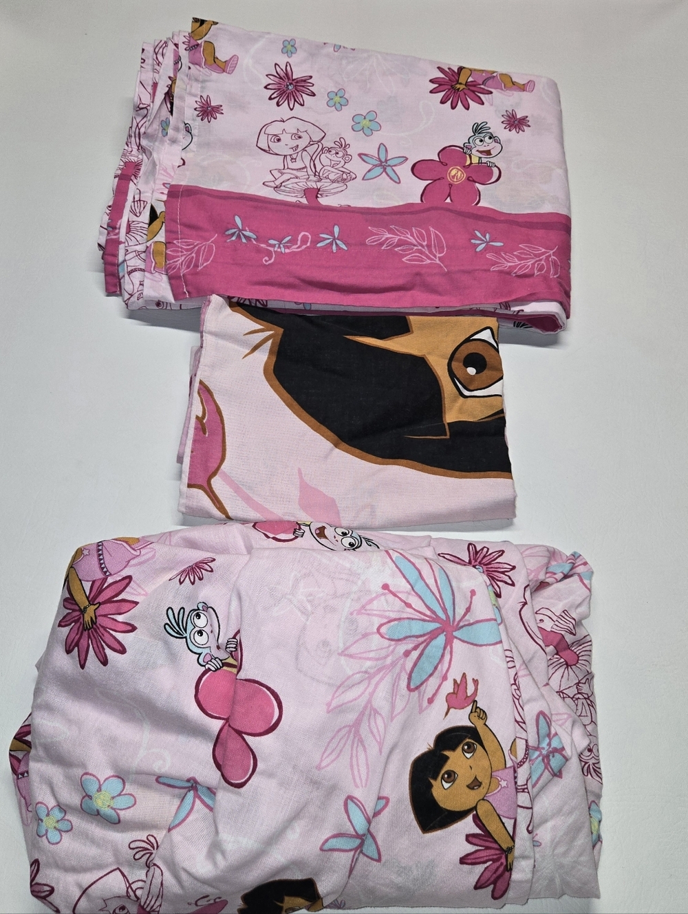 Y2k 08  Dora The Explorer Twin Bedding Flat & Fitted Sheet Pillow Case